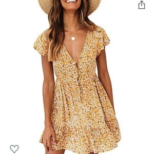 Mustard yellow floral dress